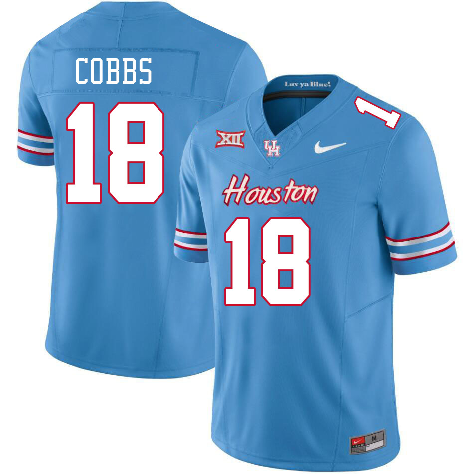 Houston Cougars #18 Joshua Cobbs College Football Jerseys Stitched Sale-Oilers